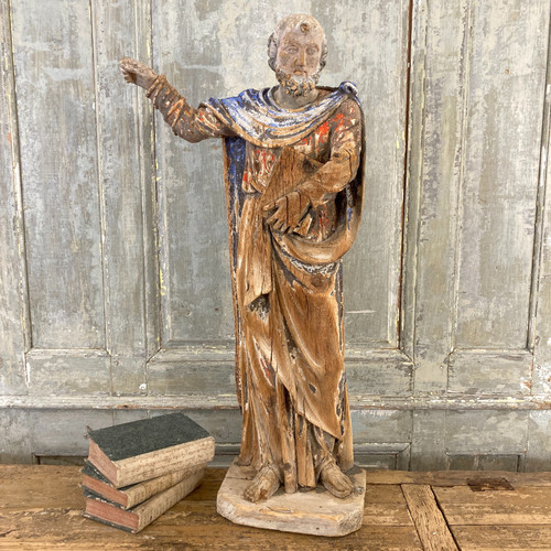 Saint in carved wood 18th century