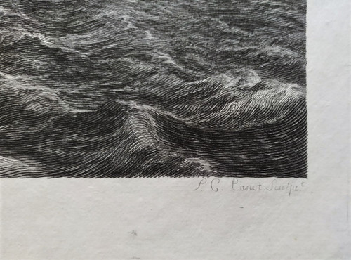 Etching Seascape Engraving After Ludolf Bakhuizen 18th c Old Print