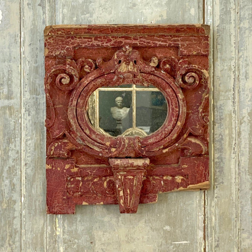 18th Century Carved Wood "oeil De Boeuf" Mirror