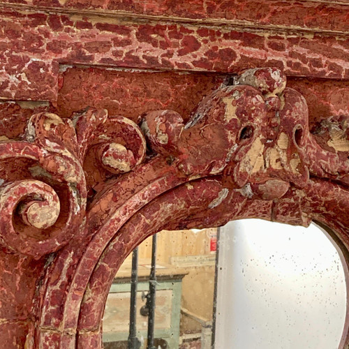 18th Century Carved Wood "oeil De Boeuf" Mirror
