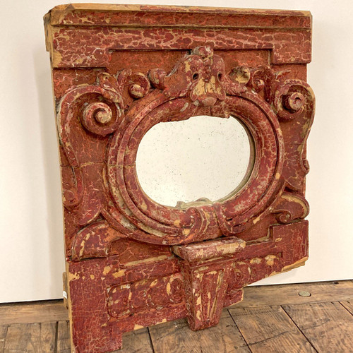 18th Century Carved Wood "oeil De Boeuf" Mirror