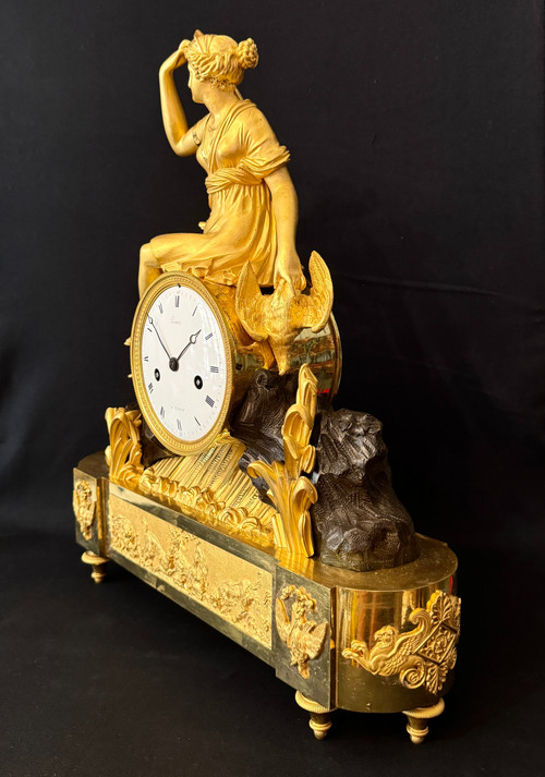 Large Empire gilt bronze "Diana the Huntress" clock