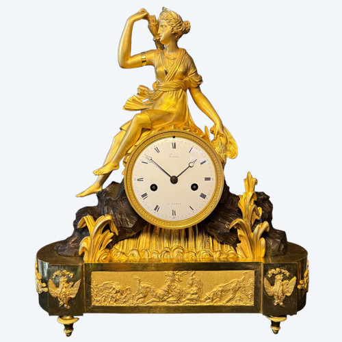 Large Empire gilt bronze "Diana the Huntress" clock
