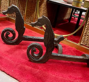 PAIR OF ANDIRONS, DLG BY EDOUARD SHENCK