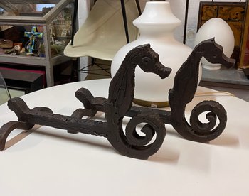 PAIR OF ANDIRONS, DLG BY EDOUARD SHENCK