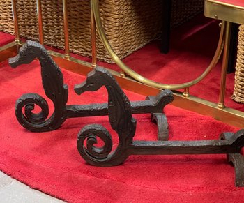PAIR OF ANDIRONS, DLG BY EDOUARD SHENCK