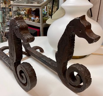 PAIR OF ANDIRONS, DLG BY EDOUARD SHENCK
