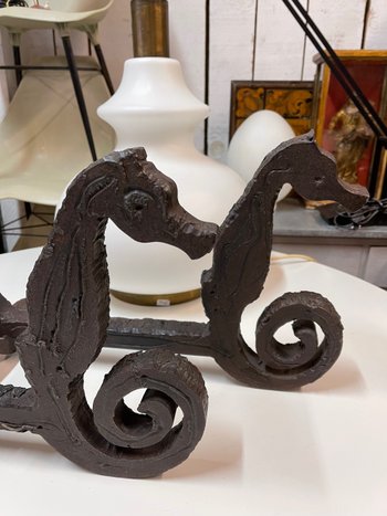 PAIR OF ANDIRONS, DLG BY EDOUARD SHENCK