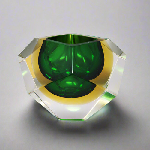 1960s Astonishing Green Murano Ashtray or Bowl By Flavio Poli for Seguso. Made in Italy