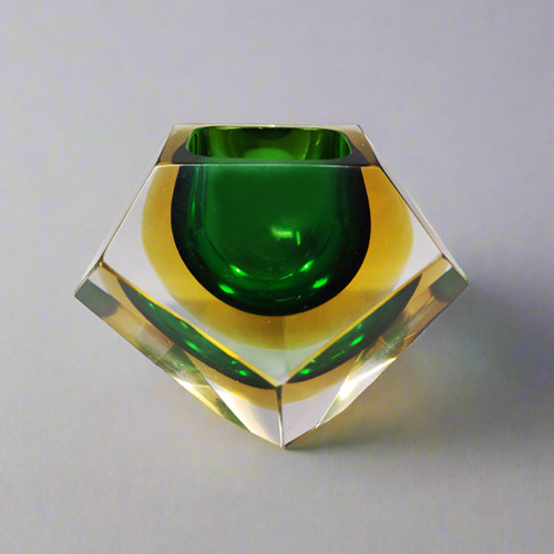 1960s Astonishing Green Murano Ashtray or Bowl By Flavio Poli for Seguso. Made in Italy