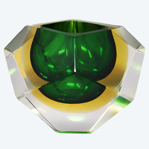 1960s Astonishing Green Murano Ashtray or Bowl By Flavio Poli for Seguso. Made in Italy