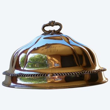 Beautiful and large oval silver plated bell SHEFFIELD monogrammed