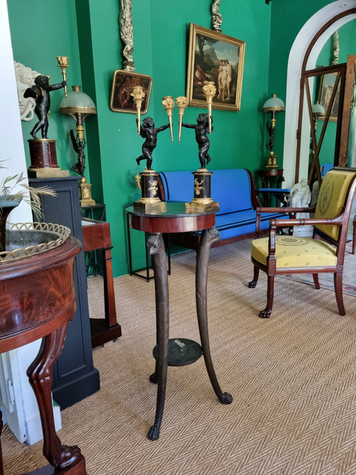 André-Antoine RAVRIO, pair of zephyr candelabras, Empire period, 1805.