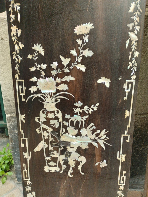 Pair Of Panels - Ironwood - Mother Of Pearl - China - V. 1900.