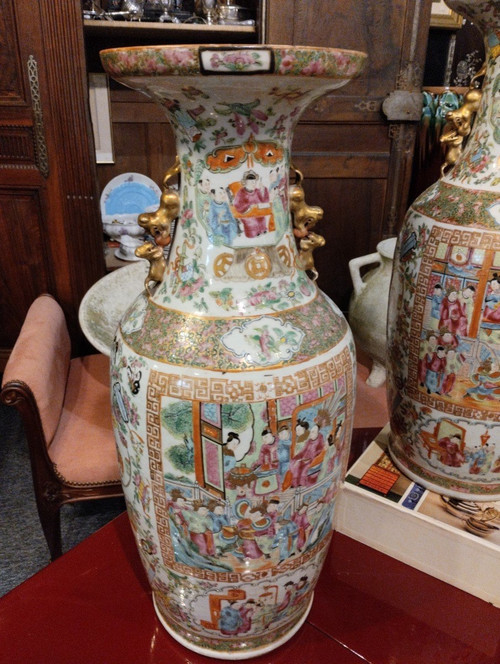 Paire De Vases - Chine - Dynastie Qing - Canton - Fin XIX E S.