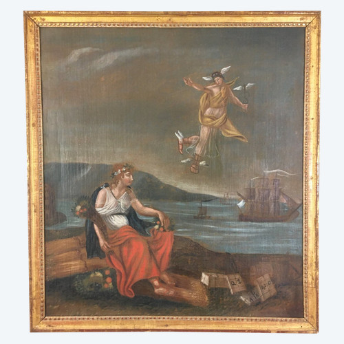 Huile Sur Toile Allégorique Fin XVIII