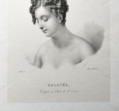 Galatea Greek Mythology Lithograph After Girodet-trioson  19th C Old Print