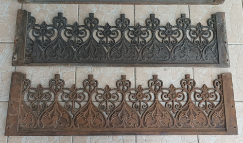 Lot de 3 balconnières garde-corps style gothique en fonte 19ème
