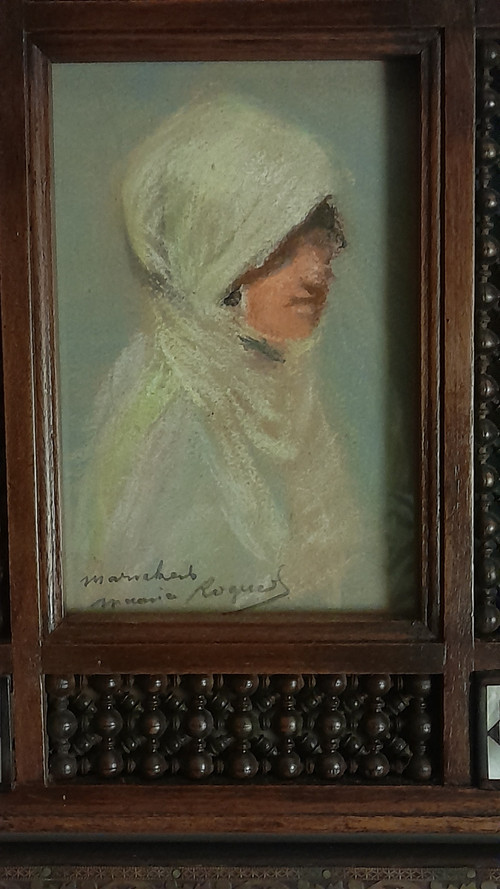 Kleines, hochwertiges Pastell eines orientalischen Mädchens