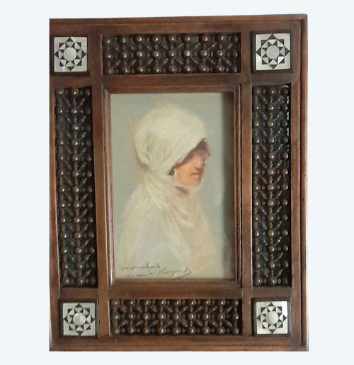 Kleines, hochwertiges Pastell eines orientalischen Mädchens