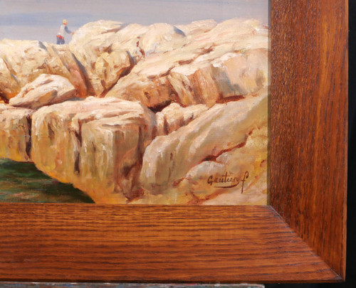 François GAUTIER Barque, Marseille, tableau marine paysage bateau pêche Provence