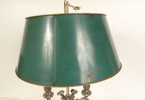 Lampe Bouillotte 3 Feux Bronze Argenté Têtes Béliers Boucs Palmettes XIXème