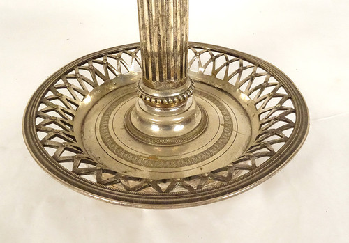 Lampe Bouillotte 3 Feux Bronze Argenté Têtes Béliers Boucs Palmettes XIXème