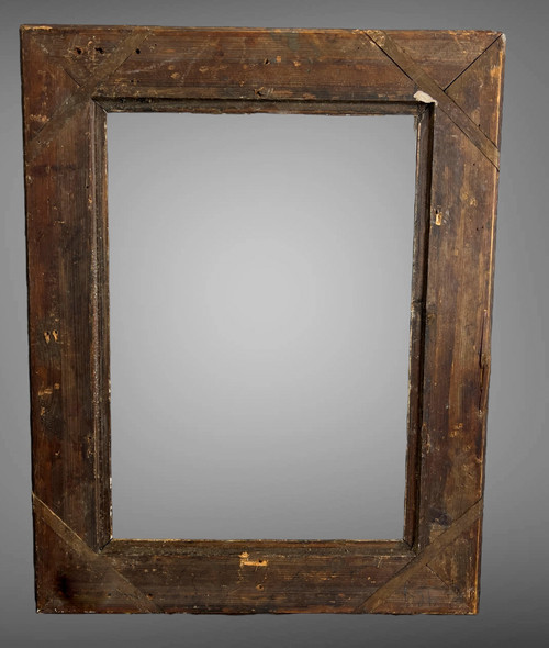 ALTER RAHMEN AUS HOLZ AUS DEM 19. JH. UND GESCHNITZTER VERGOLDETER STUCK ZUM MALEN, 47 CM X 34 CM