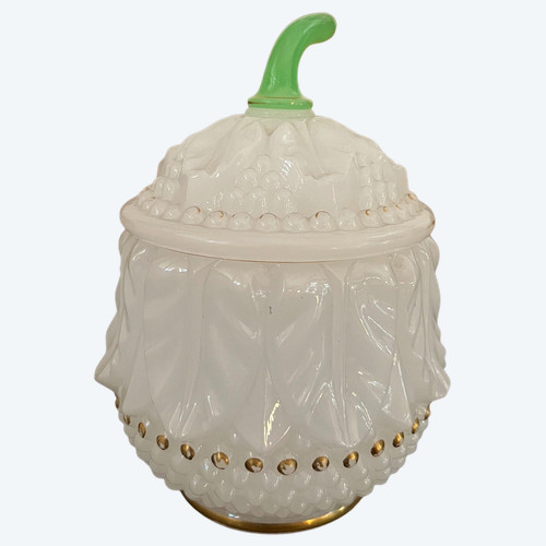Pineapple-shaped sugar bowl in opaline
