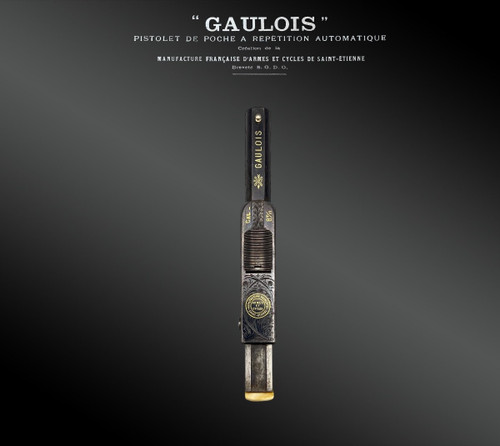 Pistola automatica a ripetizione “GAULOIS” n° 4 con fodero in cuoio fulvo - Francia - XIX secolo