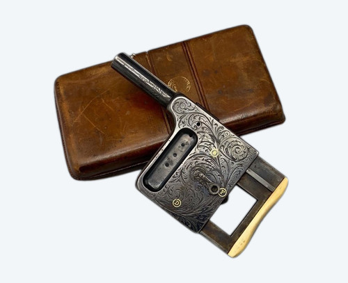 Pistola automatica a ripetizione “GAULOIS” n° 4 con fodero in cuoio fulvo - Francia - XIX secolo