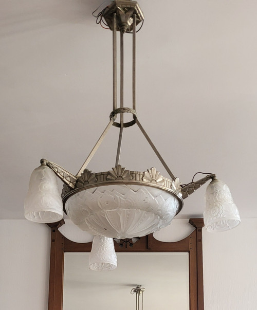 Art Deco chandelier Muller Frères Lunéville 1930
