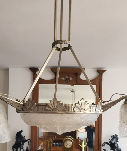 Art Deco chandelier Muller Frères Lunéville 1930