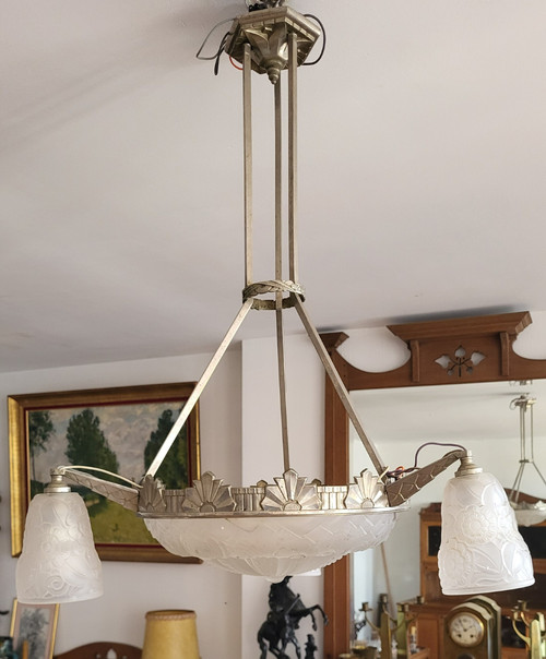Art Deco chandelier Muller Frères Lunéville 1930