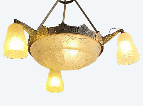 Art Deco chandelier Muller Frères Lunéville 1930