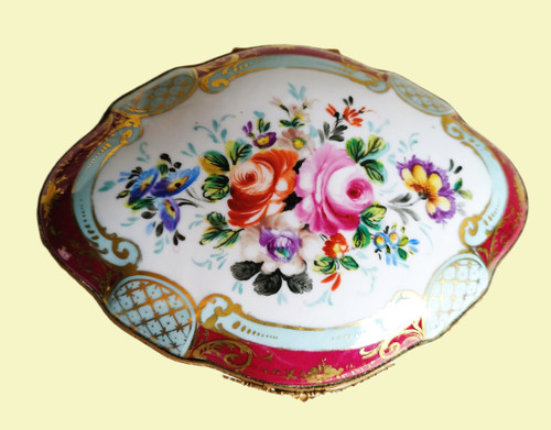 Le Tallec Grande Boîte En Porcelaine Peinte à La Main