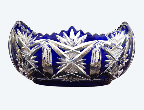 Portafrutta / portafiori in cristallo foderato blu SAINT LOUIS 24 cm 