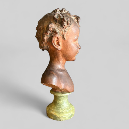 Jean Baptiste Champeil (1866-1913) Buste En Terre Signé Daté 1905 - Jeune Garçon 