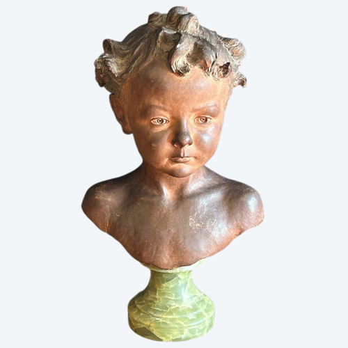Jean Baptiste Champeil (1866-1913) Buste En Terre Signé Daté 1905 - Jeune Garçon 