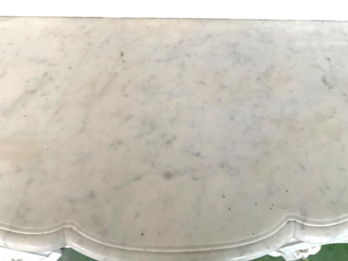 Kamin im Louis XV-Stil aus weißem Carrara-Marmor