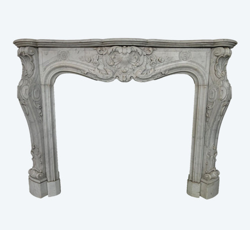 Kamin im Louis XV-Stil aus weißem Carrara-Marmor