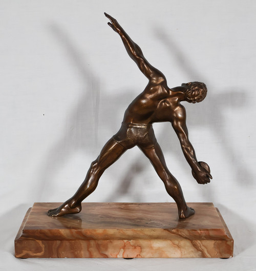 Scultura in bronzo con patina color bronzo periodo Art Déco