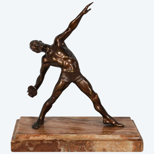 Scultura in bronzo con patina color bronzo periodo Art Déco
