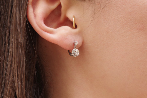 Dormeuses diamants Art Deco en platine, diamant taille ancienne, 0.18 carat, bijou Art deco