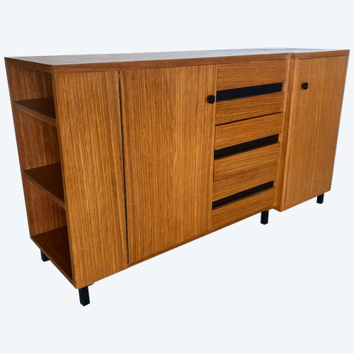 Credenza libreria impiallacciata in teak, Italia anni '60