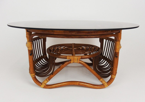 Table Basse En Rotin Et Verre