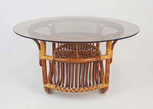 Table Basse En Rotin Et Verre