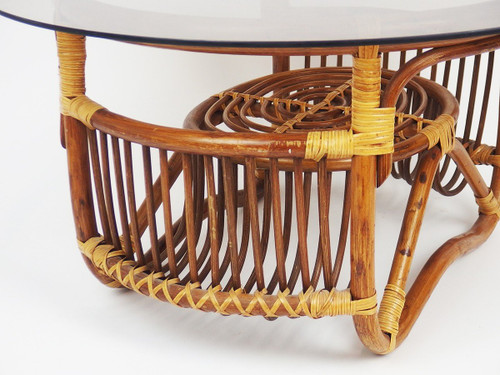 Table Basse En Rotin Et Verre