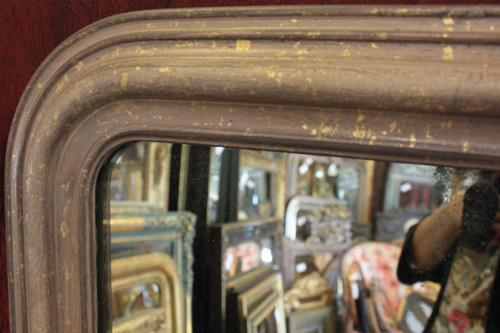 50 X 62 Cm Small Louis Philippe Mirror Patina And Shards Of Gold Leaf, Mercury Ice