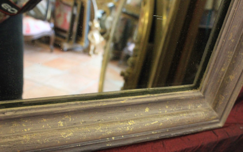 50 X 62 Cm Small Louis Philippe Mirror Patina And Shards Of Gold Leaf, Mercury Ice